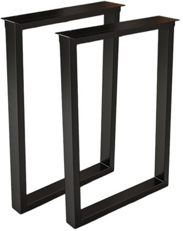 Set di 2 gambe per tavolo da lavoro in metallo resistente, per tavolo da pranzo e tavolino da lavoro, gambe in acciaio per mobili (nero, 50 x 72 cm)
