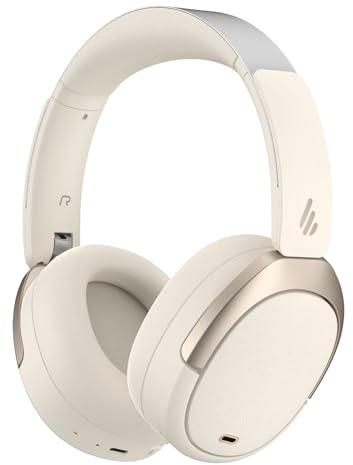 Edifier W80 Over Ear Headphones with -49dB Active Noise Cancelling, LDAC Hi-Res Wired & Wireless, AI Clear Call, Fast Charging, Multipoint Connection, Bluetooth V5.4 - Ivory