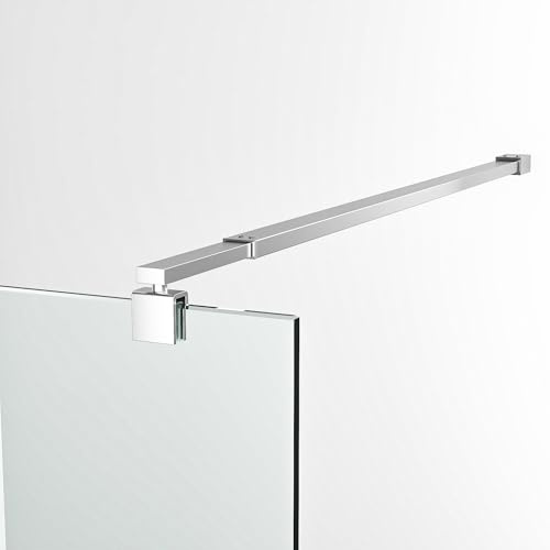Dusche Einziehbar Stabilisator 73-123 cm, einstellbar Silber Stabilisierungsstange für Glasstärken 8-10 mm für Duschwand Duschkabine Walk-in Duschabtrennung