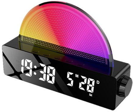 Wonsfuleu Wake Up Light Sonnenaufgangswecker,Sonnenaufgangswecker - Sonnenaufgangssimulation „Aufstehen“ Elektronische Uhr,Mehrfarbiger Wecker für schwere Schläfer, intelligenter Wecker, Soundmaschine