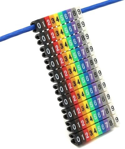 Kabel Draht Marker， Kabelmarkierungen, buntes M-Typ-Markierungsnummernschild-Etikett for 2-8 mm Kabel, Netzwerkkabel, Drahtmarkierungsschild-Etikett(Color 4)