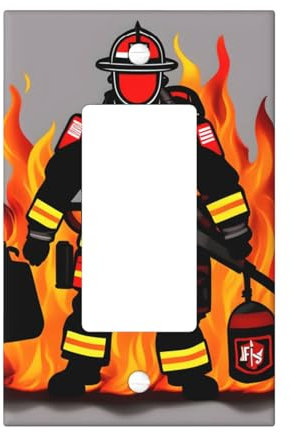 Cubiertas de salida con estampado de bombero, 1 placa de pared de tamaño estándar, cubiertas de placas frontales de policarbonato de doble salida