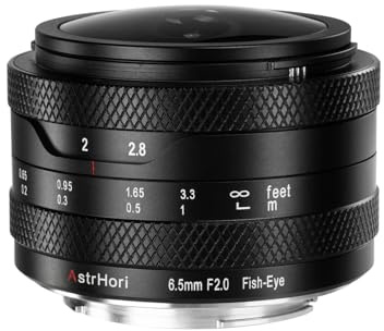 AstrHori 6,5 mm F2.0 APS-C 192° Ultra Wide Circular Fisheye Objektiv Manueller Fokus Objektiv für Fuji X Mount spiegellose Kameras X-E1, X-E2, X-E3, X-H1, X-T1, X-T10, X-T2, X-T3, X-T4, X-T20, X-T30