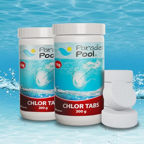 Paradies Pool 2 kg Chlortabletten 200g Desinfektion Chlortabletten für Pool, langsam löslich, Qualität aus Europa