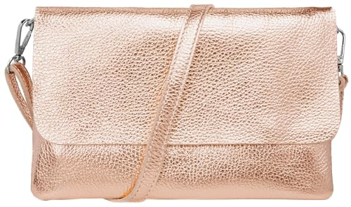 Caspar Elegante Leder Clutch Damen Umhängetasche Abendtasche mit verstellbarem Schultergurt - CLASSIC LINE - Modell No.835 - Made in Italy