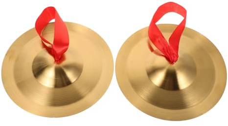 Yardwe Platillos de Dedo de Aleación de 19 Cm, Pequeños Platillos de Mano para Niños y Adultos, Accesorios de Danza del Vientre, Instrumento de Percusión Musical y Campana de Badajo
