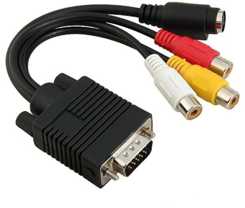 DOITOOL Convertisseur Vga vers 3 RCA Svga Câble PVC 20 Cm Compatible Cartes Graphiques Nv6 Ordinateurs Bureau Portable Sortie TV Multimédia Noir