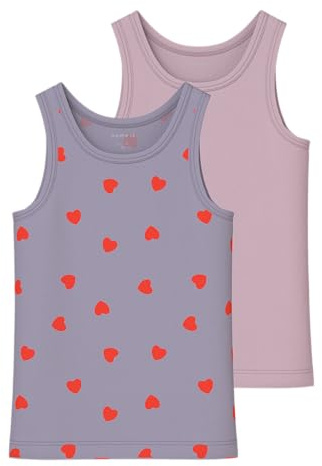 NAME IT Mädchen Nmftank Top 2P Lavender Hearts Noos