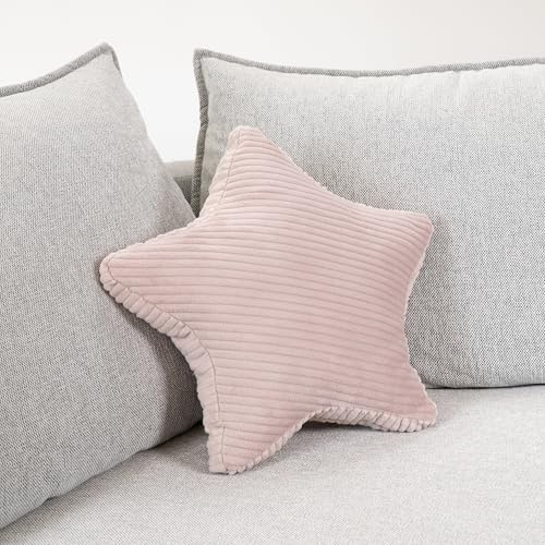 CozyKing Sternkissen Cord Rosa Deko-Kissen Breitcord Kuschelkissen Stern Öko-Tex 100 Zertifiziert und 40°C waschbar - Sternenkissen für Sofa, Wohnzimmer oder Kinder-Zimmer - 38x38x14 cm