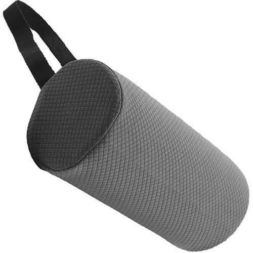 QSLKI Lumbar Roll Pillow, Memory Foam Waist Cushion, Adjustable Cylindrical Backrest Cushion and Lumbar Support, Elastic Belt, Suitable for Bed, Sofa, Chair, Car and Office Chair, Gray