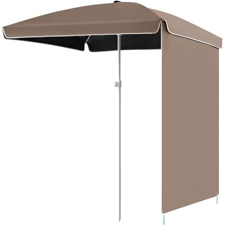 GSKDZG Parasol De Jardin En Plein Air 160cm 200cm Parasol De Plage Carré Avec Rideau Pare-soleil, Protection Solaire, Coupe-vent, Imperméable(Brown,160cm/5ft)