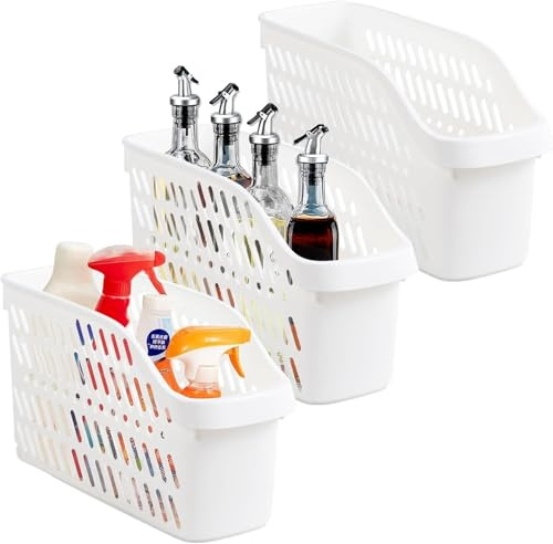 Punorric 3 Pack Under Sink Organiser with Wheels, Pull Out Under Sink Storage for Kitchen Storage & Organisation, Kitchen Cupboard Organiser Multi-Purpose Bathroom Cabinet Baskets for Cleaning Supplie