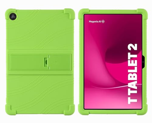 GIOPUEY Hülle Kompatibel mit Telekom T Tablet 2 10.1 Inch 2025 - mit Ständer - Weiche TPU Silikon Schutzhülle - Airbag Sturzschutz Case - Green