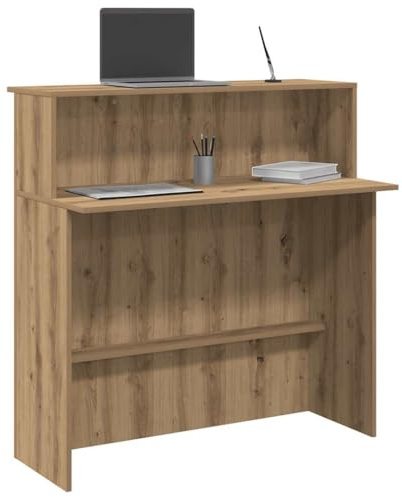 Tomostar Comptoir de Réception, Table de Réception Comptoir d'accueil chêne Artisanal 100x50x103,5cm Bois ingénierie