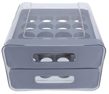 DOITOOL Huevera para refrigerador: Organizador de 32 hueveras de plástico Transparente - Caja de Almacenamiento apilable - Cajón para refrigerador
