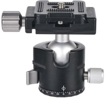 ACOGEDO Rotule de Trépied, Mécanisme de Verrouillage à Une clé avec Plaque de 1/4 Pouce, Alliage D'aluminium CNC pour Appareils Photo sans Miroir, Smartphones DSLR, Charge 5 Kg