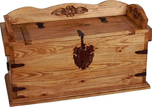 MiaMöbel Truhenbank Mexico Möbel 100x48x45 cm Landhausstil Massivholz Pinie Honig