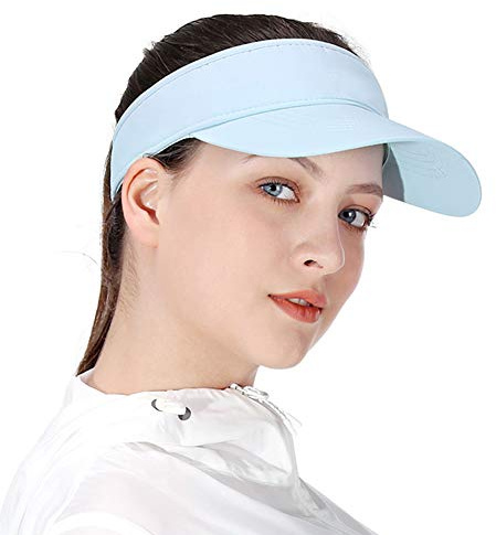 Multiple Colors Sun Visors for Women and Ladies, Long Peak Thicker Sweatband Adjustable Hat for Golf Cycling Fishing Tennis Running Jogging and Other Sports