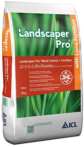 ICL Rasendünger mit Unkrautvernichter und Langzeitwirkung gegen Unkraut Landscaper Pro Weed Control 22+05+05 (+2,4D +Dicamba) 10kg