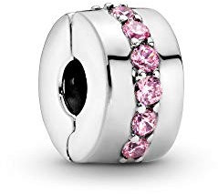 Pandora Colours Charm clip Rangée scintillante en argent sterling avec zircones cubiques roses