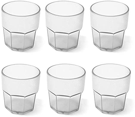 OMADA Design Set 6 Bicchieri Acqua da 30 cl, Impilabili, in Plastica per uso Esterno, Lavabili in Lavastoviglie, Made in Italy, Linea Unglassy, Trasparente