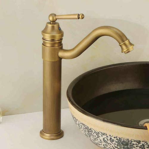 Waschtischarmaturen YHSGY Bad Waschbecken Wasserhähne Antik Messing Waschbecken Wasserhahn Einzigen Handgriff Vintage Deck Montieren Heiß Kalt Bad Mischbatterie Torneira