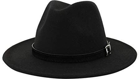 Zylione Fedora-Hut für Herren und Damen, Baumwollfilz, Fedora-Hut, großes Kostüm, Zubehör für Herren, Panama-Kappe, knautschbar, für Reisen, B-schwarz, Einheitsgröße