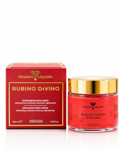 Scrub Corpo Rivitalizzante ai Sali Marini con Polvere Di Rubino Anticellulite Esfoliante - Con Olio Di Jojoba Estratto di Vite Rossa - Body Scrub Corpo 200 ML