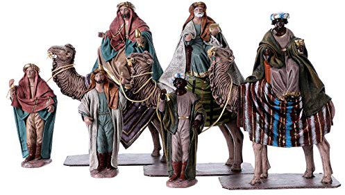 Holyart Heilige Könige auf Kamel mit Treibern 14cm Terrakotta und Stoff
