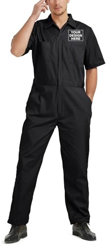 TopTie Personalisierter Arbeitsoverall Herren Overall Kurzarm Arbeitskleidung mit Reißverschluss für Mechaniker