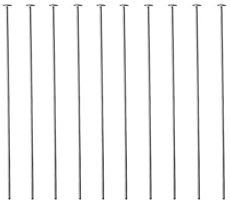 DIY925 10 Stück Kopfstifte Prismenstifte 925 Sterling Silber 70mm x Ø 0,5mm Kopf 1,8mm für Kettelstifte Ohrhänger Schmuckherstellung DIY