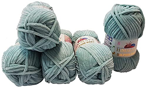 5 x 100 Gramm Himalaya Dolphin Strickwolle, Babywolle , 500 Gramm Wolle Super Bulky (blaugrau 80344)