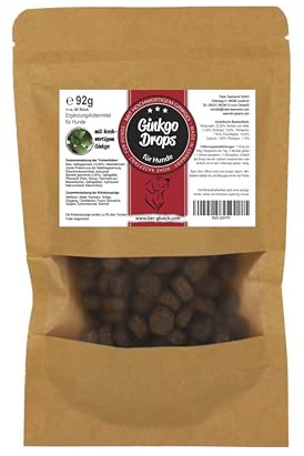 Trade Teamwork Ginkgo Drops für Hunde – Leckerlis mit Kräuterextrakten wie Ginkgo, Mistel und Weißdorn, 92g