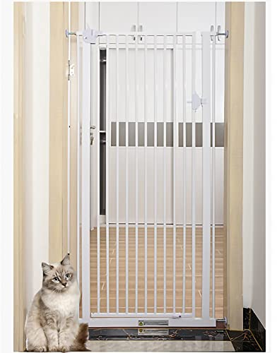 PBZLL Haustiertor Extra hohes 100cm Haustiertor mit Sicherheitsverschluss Metallisches Starkes Tor Geeignet für große Hunde und Katzen, Breitenverstellbar 74-164cm, Weiß
