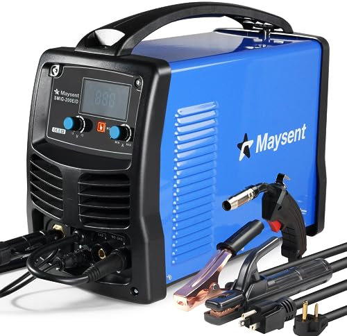 MAYSENT Soldador - Soldador MIG de núcleo de flujo/elevación TIG/Stick Soldador 3 en 1 Soldador MIG 200A con máquina de soldadura sin gas y gas IGBT Inverter Equipo de soldadura portátil con pistola