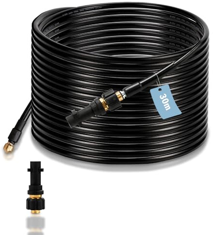 Eulenke Hochleistungs-Rohrreinigungsschlauch für Kärcher K2-K7 | 30m, 160 bar, 60°C | Inkl. 1 Adapter | Profi-Hochdruckreiniger Rohrreinigungsset