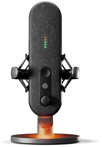 SteelSeries Microphone USB Alias pour PC - Capsule 3X Plus Grande pour Jouer, Streamer et podcaster - Logiciel Audio Sonar pour Streamers - Réduction du Bruit par IA - Support Amortisseur