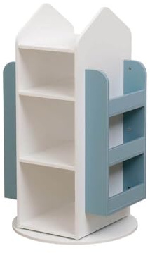Home Deluxe - Kinderregal Juna - ca. 60 x 60 x 105,3 cm, Farbe: Weiß/Blau, 360° drehbar I Spielzeugregal Kinderbücherregal Kinderzimmerregal