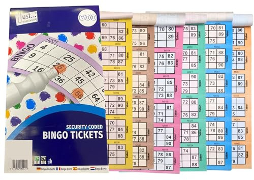 ZEBTON Bingo Books - 600 Game Tickets | Stationary Fun 6 Game | 1 Book Assorted Colors