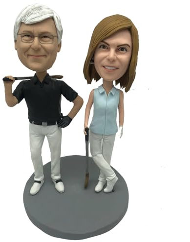 RODMAIE Individuelle Wackelkopf-Figur, individuelle Puppe, Wackelkopf-Figuren, handgefertigt, personalisierte Skulptur, Geschenk für Mann, Vater, der Golf spielt, benutzerdefinierter Wackelkopf (4)