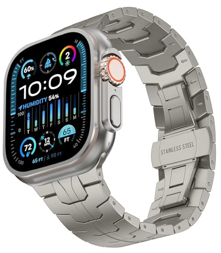 BOJYS Correa para Apple Watch Ultra 2 49mm Acero Inoxidable, Pulsera de Repuesto de Metal con Cierre de Mariposa Correas para iWatch Ultra 49mm 46mm 45mm 44mm 42mm Series 10 9 8 SE2 7 SE 6 5 4 3 2 1