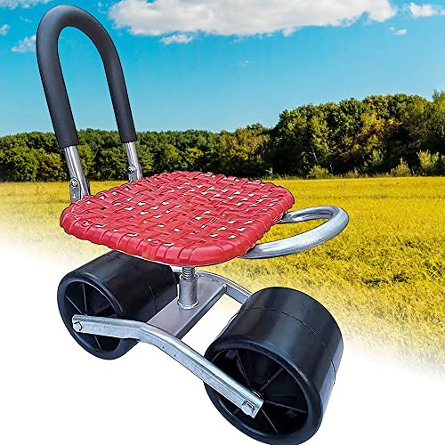 Rollsitz for die Gartenarbeit, mobiler Gartensitz, tragbarer Gartenhocker, leichter Rollsitz for einfache Manövrierbarkeit, Gartenwagen mit Sitz und Ablageschale for Handwerkzeuge