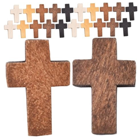 POPETPOP Halten Kreuz 100 Stücke Holz Kreuz Decor Holz Ornament Garten