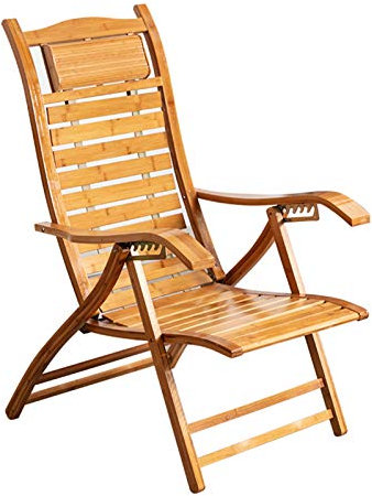 Guyifuny Klappbarer Liegestuhl aus Holz für den Sommer, Sonnenliegen für den Außenbereich, Gartenliege, 5 Positionen, verstellbare Rückenlehne, Stuhl, Balkon, Siestastuhl für alte Männer mit Kopfstü