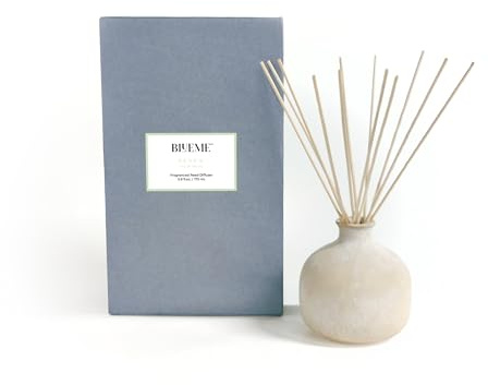 Blueme Renew Diffuser | Ivy & Rose | 5.92 Fl Oz - Refillable Wellness Diffuser, Contains Essential Oil, Sustainable, Hand Finished, Premium, Luxury Ceramic, Natural Rattan Reeds, | Small