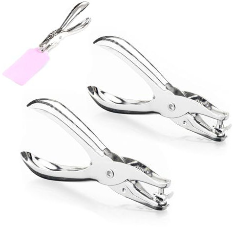 Zynewa Lot de 2 perforatrices en métal - 1 trou - Pince à perforer - Pour papier et métal - 1 perforatrice - Pince à trou unique - En acier inoxydable (6 mm + 3 mm)