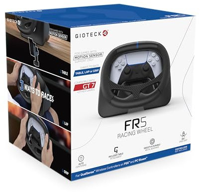 Gioteck FR5 Racing Wheel Dock for DualSense & DualEdge Controller on PS5, PC, and Steam Deck - Auto Centring - For Motion Sensor Games Only - GT7 Compatible