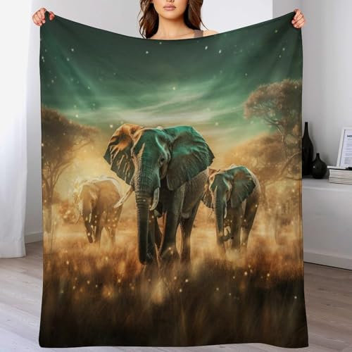 AAPZY Decke Elefants Decke Flauschige Decke Wohndecke Dicke Sofadecke Couchdecke Weiche Fleecedecke Flannel Sofaüberwurf Tagesdecke Für Bett/Sofa （130×180cm）