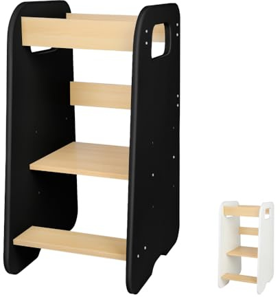 Torre Montessoriana Pieghevole per bambini Lavabile Tre Livelli Regolabili Facile Da Montare E Smontare Leggera Resistente 90kg Ideale Per La Crescita torre montessori