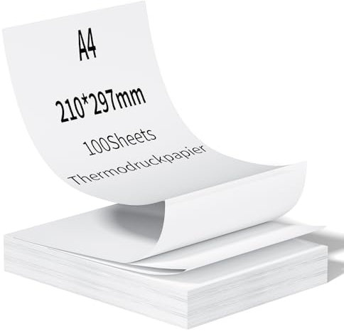 NefLaca Thermopapier A4-100 Blatt Thermodrucker Papier 210 x 297mm Kompatibel mit M08F, M832, M835, Q302, MT800, MT800Q und anderen tragbaren A4-Druckern, Bürobedarf